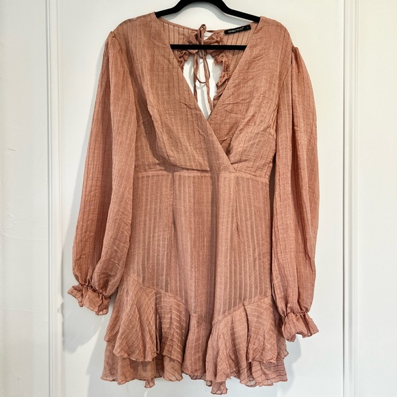 Pink Open Back Ruffle Dress - Picture 3 of 4